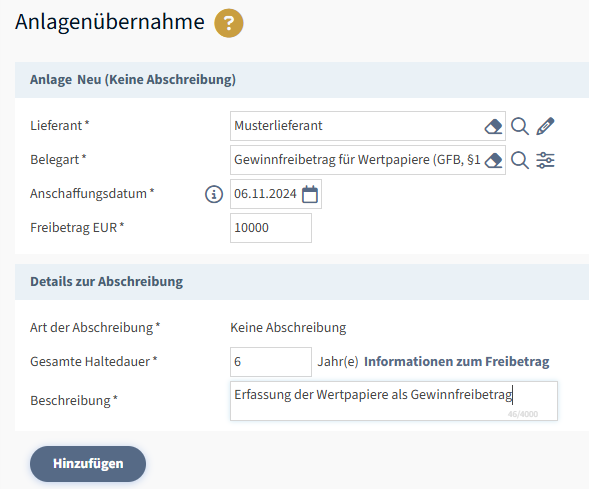 FreeFinance Gewinnfreibetrag Übernahme als Freibetrag
