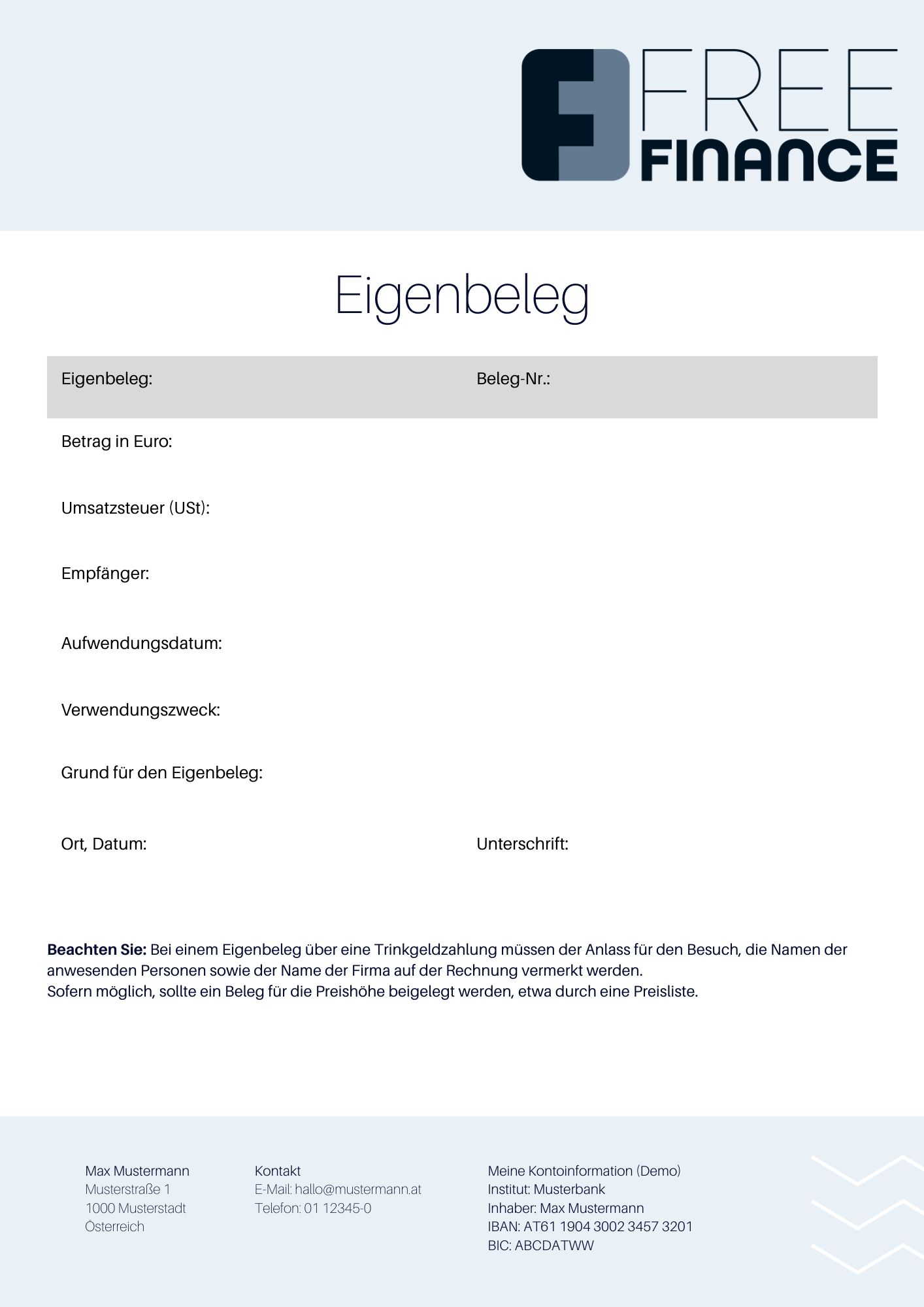 Eigenbeleg Vorlage Muster